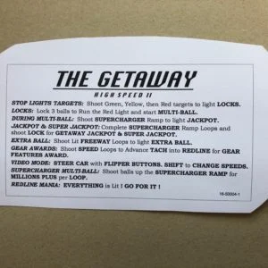 Instruction card, getaway