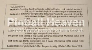 Instruction card, Simpsons (1991)