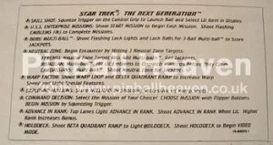 Instruction card, STTNG