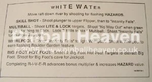 Instruction card, White Water