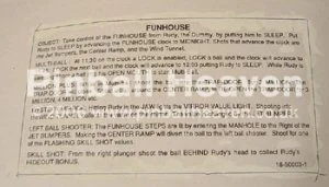 Instruction card, Funhouse