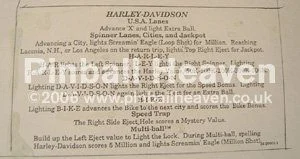 Instruction card, Harley Davidson